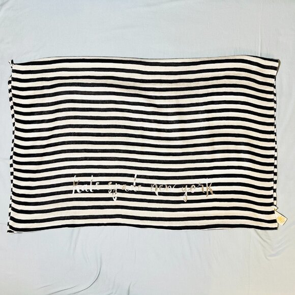 NWOT KATE SPADE NEW YORK Women's black and white striped scarf and shawl - Picture 5 of 10